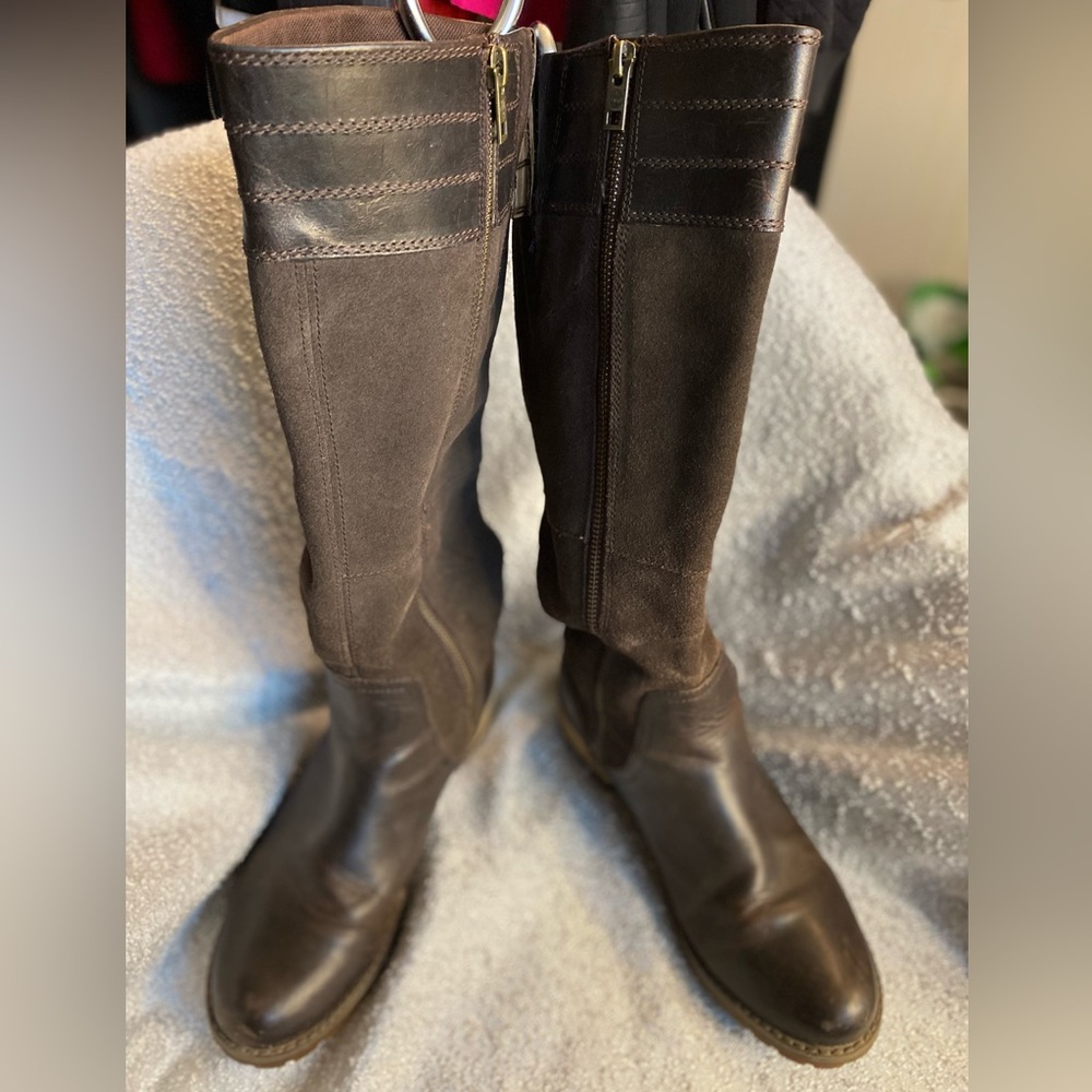 TIMBERLAND 3995 Brown‎ Suede/Leather Riding Boots Side Zipper Size 7